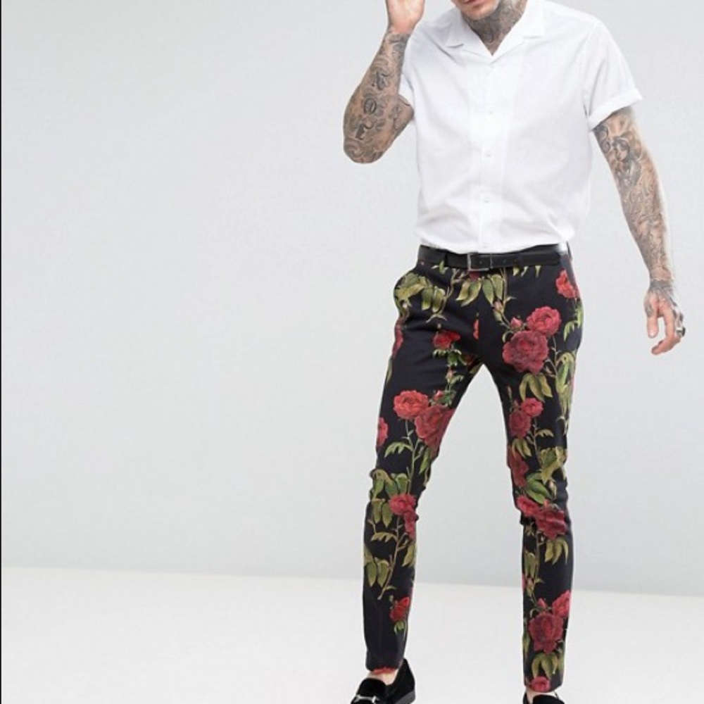NWT ASOS rose print super skinny pant sz 32 x 32